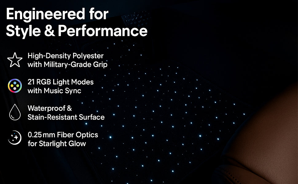 Starlight LED Car Floor Mats - Universal Fit, Starlinkmats Mats App-Controlled Fiber Optic Lights, Waterproof and Washable, Creates a Romantic Atmosphere for Dates