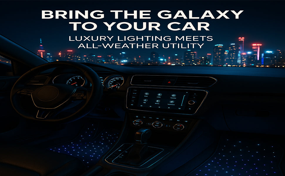 Starlight LED Car Floor Mats - Universal Fit, Starlinkmats Mats App-Controlled Fiber Optic Lights, Waterproof and Washable, Creates a Romantic Atmosphere for Dates
