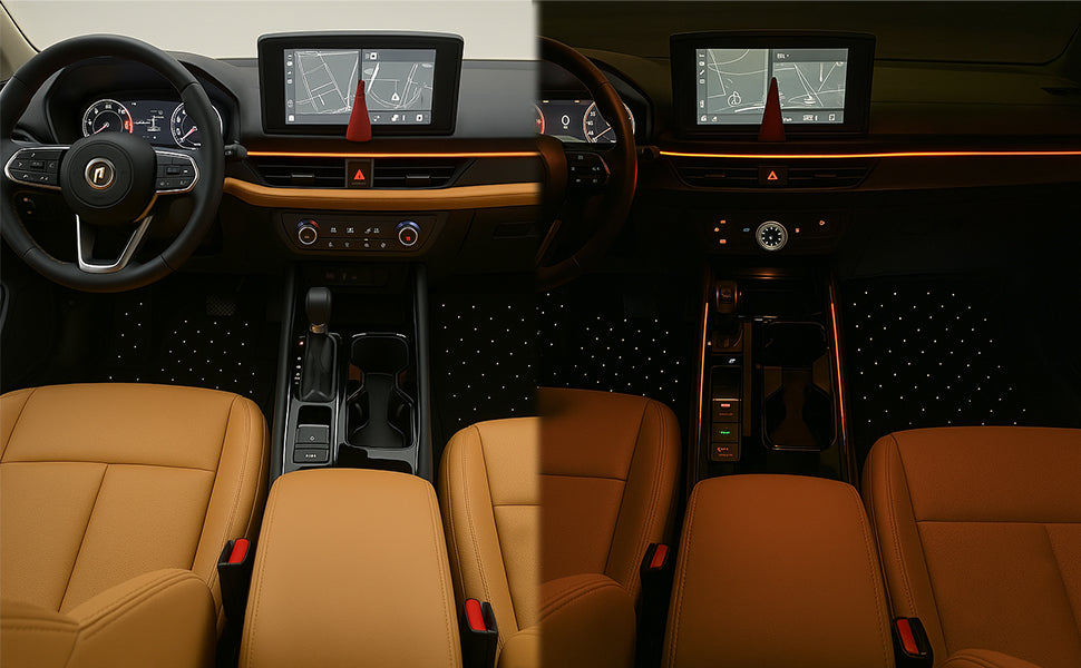 Starlight LED Car Floor Mats - Universal Fit, Starlinkmats Mats App-Controlled Fiber Optic Lights, Waterproof and Washable, Creates a Romantic Atmosphere for Dates
