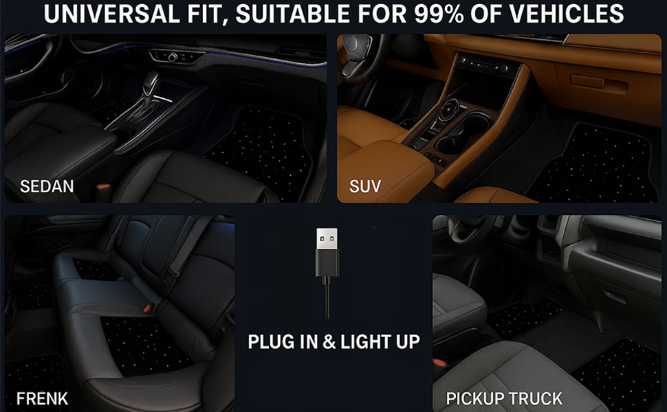 Starlight LED Car Floor Mats - Universal Fit, Starlinkmats Mats App-Controlled Fiber Optic Lights, Waterproof and Washable, Creates a Romantic Atmosphere for Dates